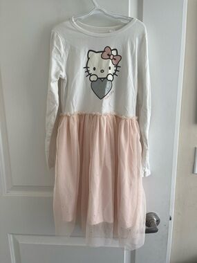 H&M White Top with Blush Pink Tulle Skirt Hello Kitty Dress